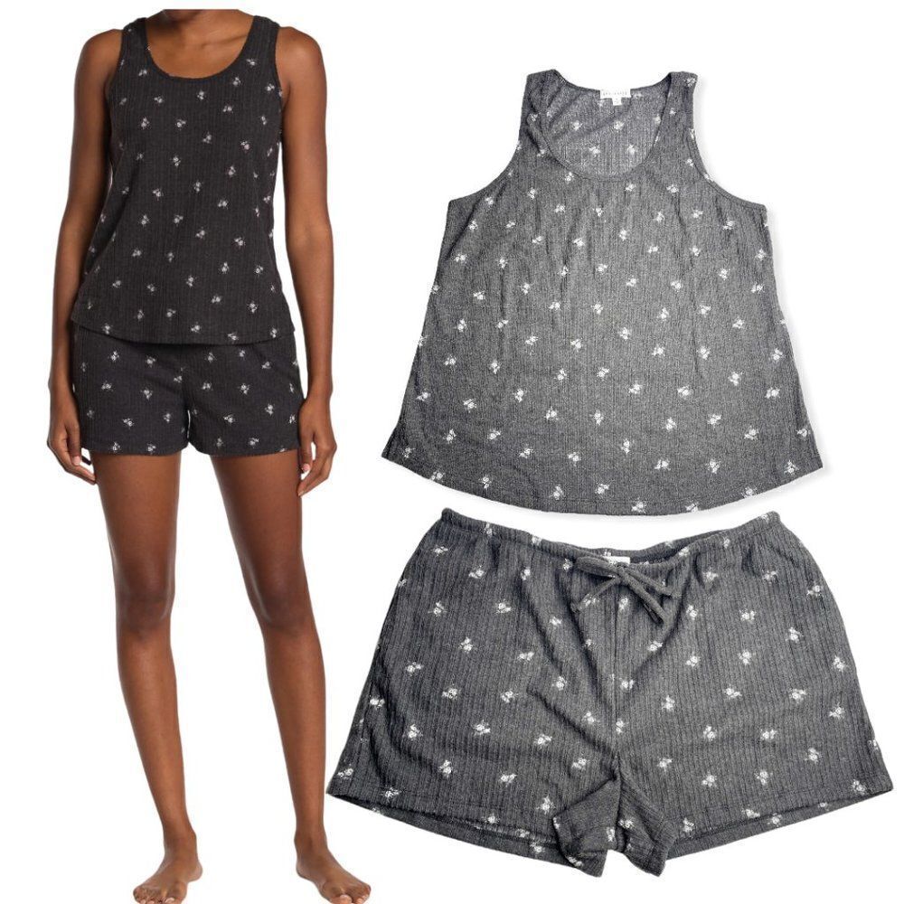 SOCIALITEย BrushedโPointelle Knit Tank Top & Shorts 2-Piece Pajama Setย